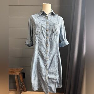 Coldwater Creek Light Blue Denim Long Sleeve Dress